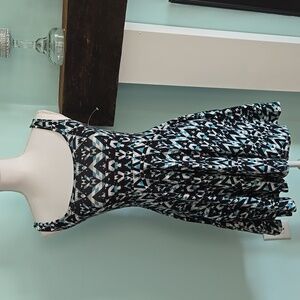 XS Aeropostle Teal Blue And Black Geometric Print Tank Dress